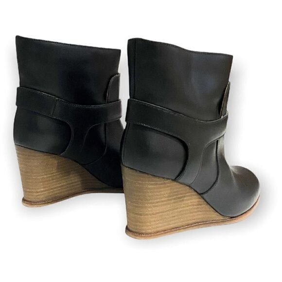 MM6 Maison Martin Margiela Boots Black Leather Wedge Ankle Boots, Size‎ 36.5 EU - Picture 4 of 13